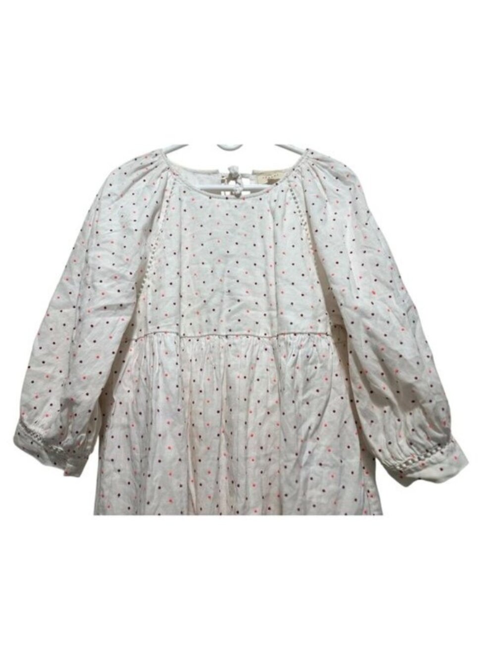 Sézane Grace Embroidery Polka Dots Dress 44 XXL White Bishop Sleeve Dainty Linen - Picture 10 of 16